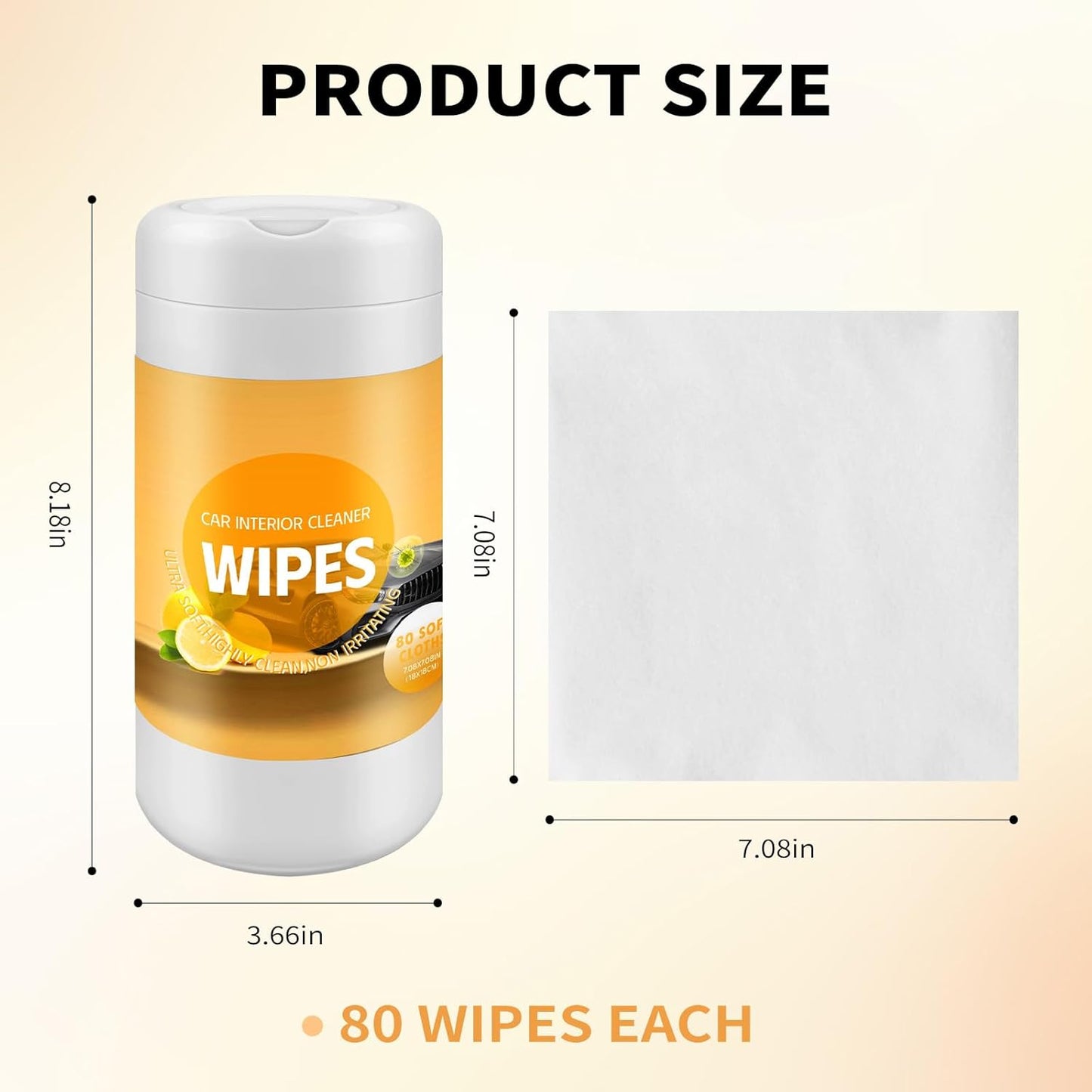 Auto Interior Car Cleaning Wipes, 80Ct Plant Based Car Wipes Interior Cleaning - Protect and Freshen Your Car'S Interior UV Protectant, Non-Greasy Matte Finish, UV Protectant, Car Detailing Supplies