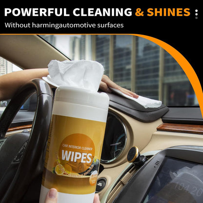 Auto Interior Car Cleaning Wipes, 80Ct Plant Based Car Wipes Interior Cleaning - Protect and Freshen Your Car'S Interior UV Protectant, Non-Greasy Matte Finish, UV Protectant, Car Detailing Supplies