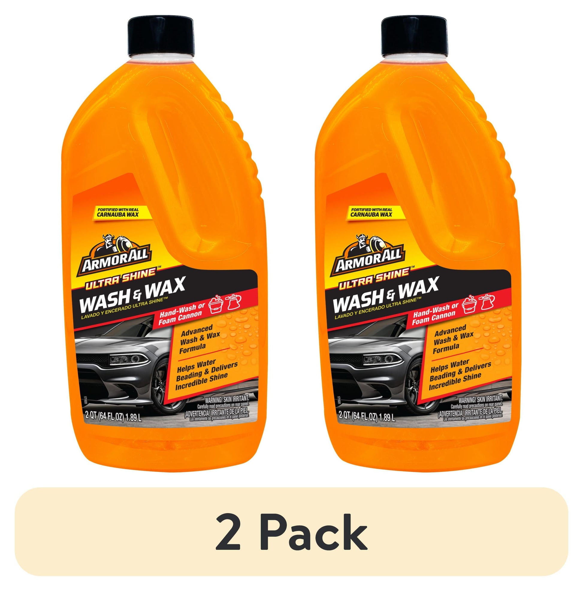 (2 Pack)  Ultra Shine Car Wash and Wax for Car Detailing, 64 Fl Oz Bottle​