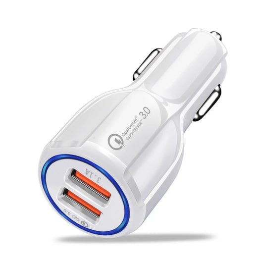 QC3.0+3.1A Car Chargers 2Ports Fast Charging 12-24V for Samsung Huawei Iphone Dual USB Adapter Socket Splitter Cigarette Lighter