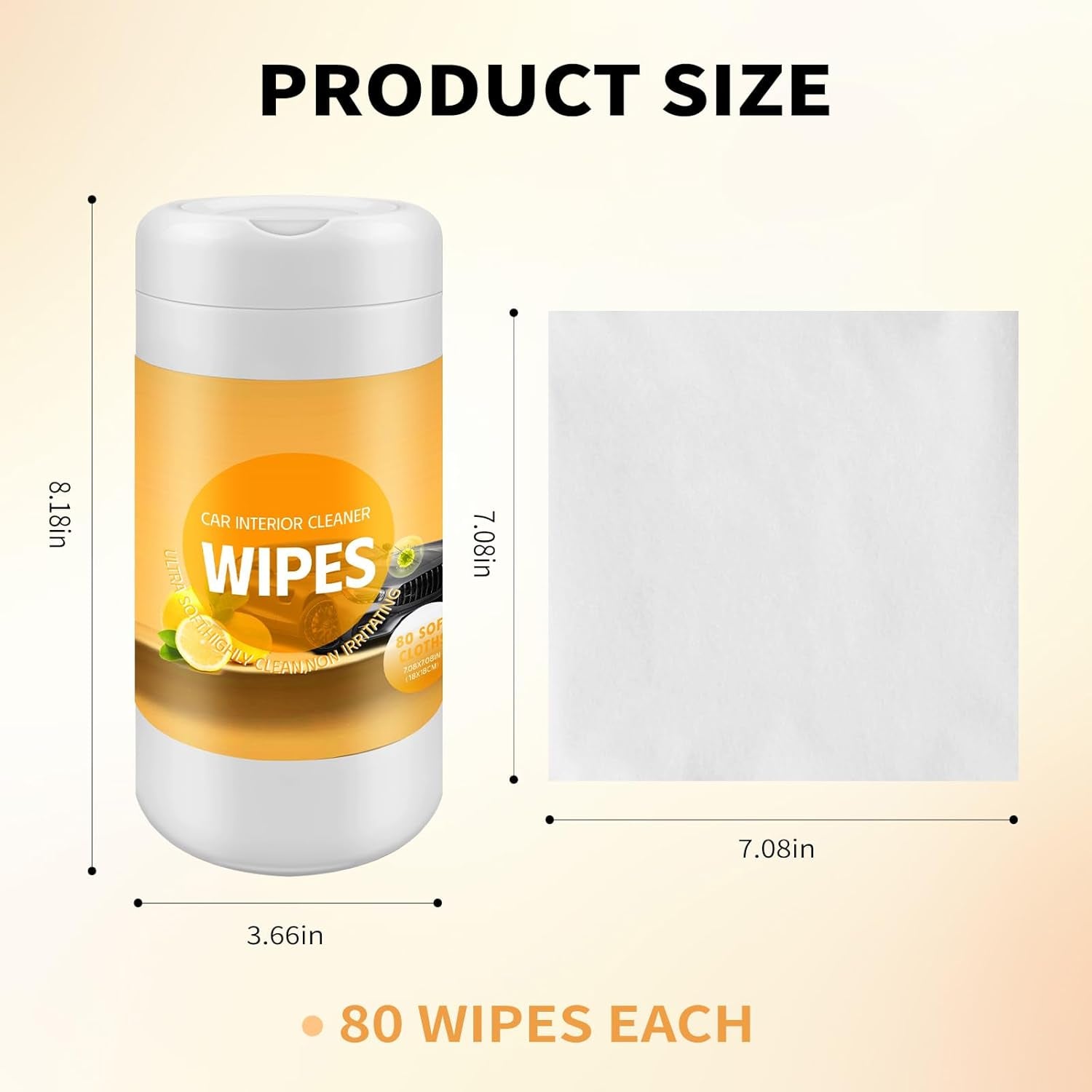 Auto Interior Car Cleaning Wipes, 80Ct Plant Based Car Wipes Interior Cleaning - Protect and Freshen Your Car'S Interior UV Protectant, Non-Greasy Matte Finish, UV Protectant, Car Detailing Supplies