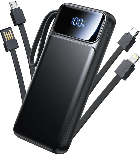 Portable Charger, 10000Mah Power Bank with Built in Cable (22.5W Output + 18W Input) Fast Charging Battery Pack for Iphone Samsung