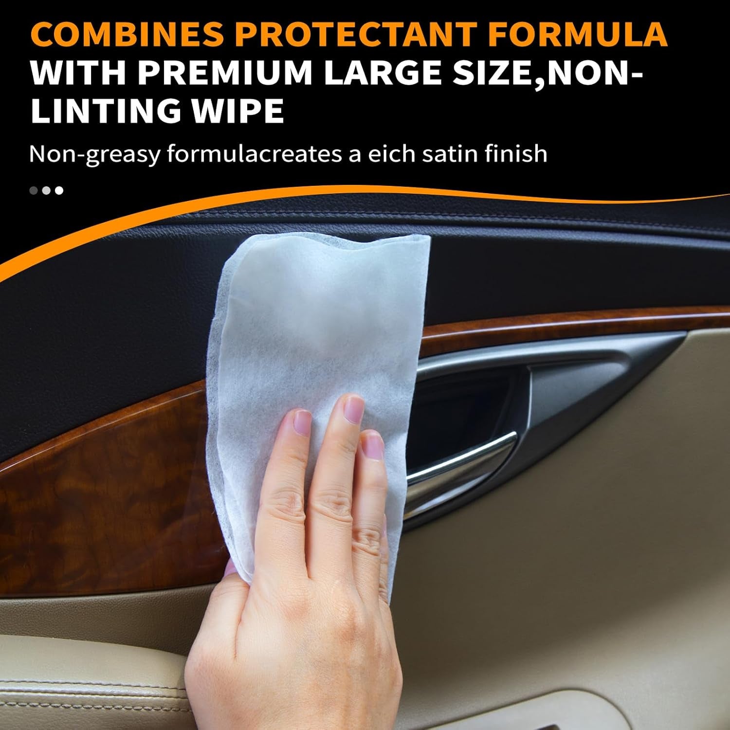Auto Interior Car Cleaning Wipes, 80Ct Plant Based Car Wipes Interior Cleaning - Protect and Freshen Your Car'S Interior UV Protectant, Non-Greasy Matte Finish, UV Protectant, Car Detailing Supplies