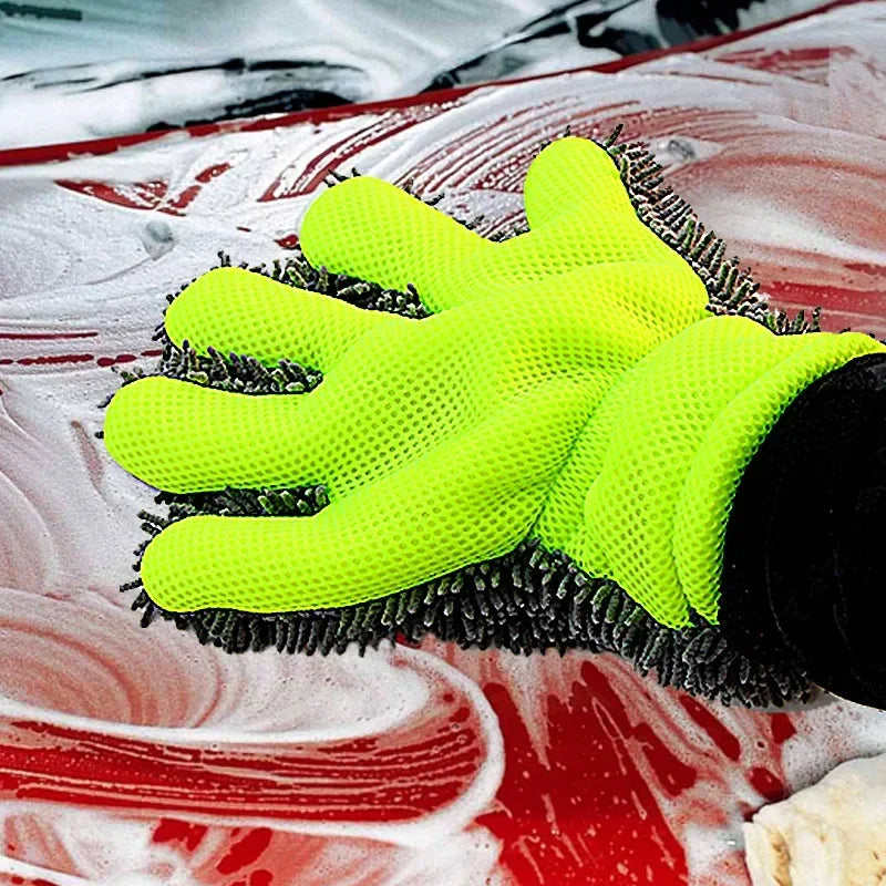 5-Finger Soft Car Washing Gloves Cleaning Brush for Car and Motorbike Washing Drying Towels Car Styling