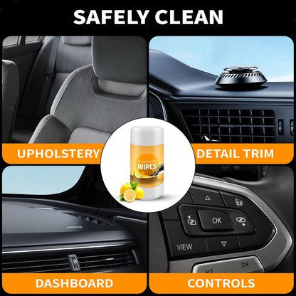 Auto Interior Car Cleaning Wipes, 80Ct Plant Based Car Wipes Interior Cleaning - Protect and Freshen Your Car'S Interior UV Protectant, Non-Greasy Matte Finish, UV Protectant, Car Detailing Supplies