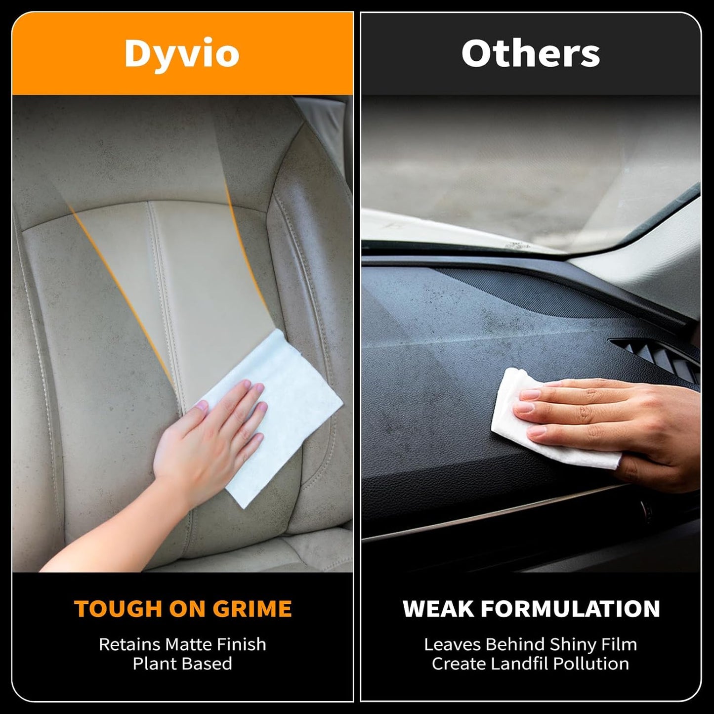 Auto Interior Car Cleaning Wipes, 80Ct Plant Based Car Wipes Interior Cleaning - Protect and Freshen Your Car'S Interior UV Protectant, Non-Greasy Matte Finish, UV Protectant, Car Detailing Supplies